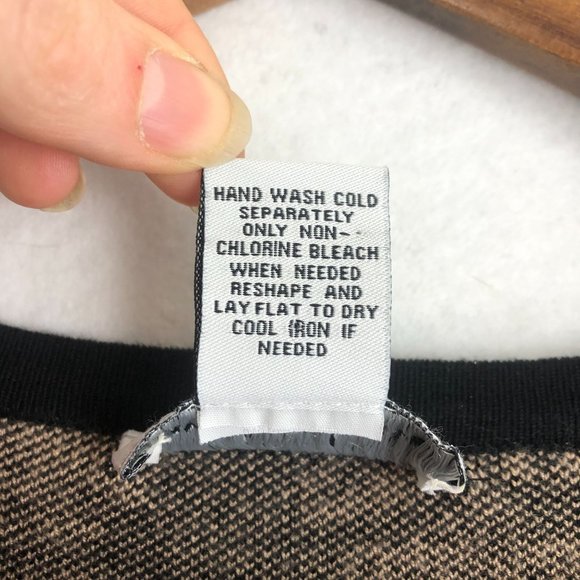 Carmen Marc Valvo Women's Size Small Black Brown Printed Knit Sweater Mini Dress - Picture 7 of 8